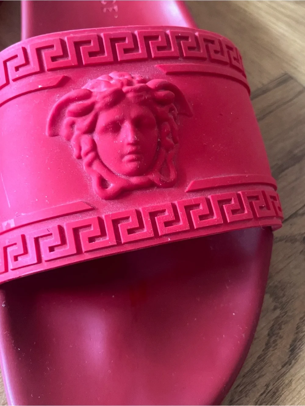 Versace Red Medusa Embossed Slide Sandals